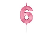 Spielzeug - Globos Cake Candle 6cm Metallic Light Pink no. 6 - 1046