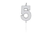 Spielzeug - Globos Cake Candle 4.5cm Metallic Silver no. 5 - 1085