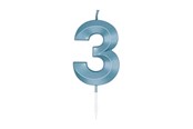 Spielzeug - Globos Cake Candle 6cm Metallic Light Blue no. 3 - 1053