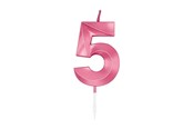 Spielzeug - Globos Cake Candle 6cm Metallic Light Pink no. 5 - 1045