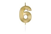 Spielzeug - Globos Cake Candle 6cm Metallic Gold no. 6 - 1016