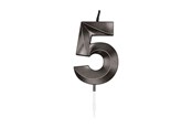 Spielzeug - Globos Cake Candle 6cm Metallic Black no. 5 - 1065