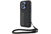 Handys - Cover & Cases - BMW Signature Leather Wordmark Cord case for iPhone 15 Pro - black - 3666339232672