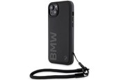 Handys - Cover & Cases - BMW Signature Leather Wordmark Cord case for iPhone 15 Plus / 14 Plus - black - 3666339232665
