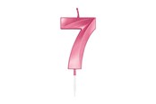 Spielzeug - Globos Cake Candle 6cm Metallic Light Pink no. 7 - 1047