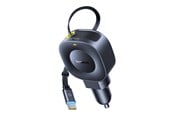 Handys - Adapter und Ladegeräte - Baseus PrimeTrip VR2 30W + 30W Car Charger with Retractable USB-C Cable - Black - C0206401
