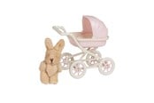 Puppen & Zubehör - Micki Lundby pinker Puppenwagen & Teddybär. Puppenwagen ist umkehrbar; Verdeck lässt sich öffnen und schließen. - 18391