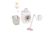 Puppen & Zubehör - Micki Lundby Reinigungs- & Wäsche-Set mit Waschmaschine, Seife, Staubsauger, Wäschekorb & Handtuch; Waschmaschinentür lässt sich öffnen. - 18396
