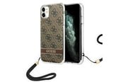 Handys - Cover & Cases - GUESS GUOHCN61H4STW iPhone 11 brown/brown hardcase 4G Print Strap - 3666339046408