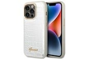 Handys - Cover & Cases - GUESS Croco Collection case for iPhone 14 Pro 6.1" - silver - 3666339083106