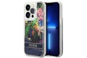 Handys - Cover & Cases - GUESS GUHCP14LLFLSB iPhone 14 Pro 6.1 "blue / blue hardcase Flower Liquid Glitter - 3666339066109