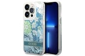 Handys - Cover & Cases - GUESS GUHCP14LLFLSN iPhone 14 Pro 6.1" green/green hardcase Flower Liquid Glitter - 3666339088446