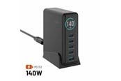 Handys - Adapter und Ladegeräte - FIXED Super Fast GaN 140W Desktop Charger - 4xUSB-C & 1xUSB-A - Black - FIXCG140D-4C1A-BK