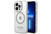 Handys - Cover & Cases - GUESS GUHMP14LHTRMS iPhone 14 Pro 6.1" silver/silver hard case Metal Outline Magsafe - 3666339069841