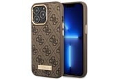 Handys - Cover & Cases - GUESS GUHMP14LU4GPRW iPhone 14 Pro 6.1 "brown / brown hard case 4G Logo Plate MagSafe - 3666339069926