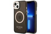 Handys - Cover & Cases - GUESS GUHMP14SHTCMK iPhone 14 6.1" black/black hard case Gold Outline Translucent MagSafe - 3666339069582