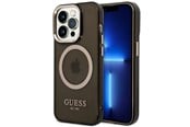 Handys - Cover & Cases - GUESS GUHMP14XHTCMK iPhone 14 Pro Max 6.7" black/black hard case Gold Outline Translucent MagSafe - 3666339069612