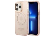 Handys - Cover & Cases - GUESS GUHMP13LHTCMP iPhone 13 Pro / 13 6.1" pink/pink hard case Gold Outline Translucent MagSafe - 3666339057114