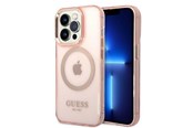 Handys - Cover & Cases - GUESS GUHMP14LHTCMP iPhone 14 Pro 6.1" pink/pink hard case Gold Outline Translucent MagSafe - 3666339069681