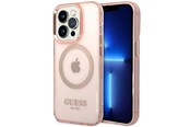 Handys - Cover & Cases - GUESS GUHMP14XHTCMP iPhone 14 Pro Max 6.7" pink/pink hard case Gold Outline Translucent MagSafe - 3666339069698