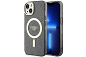 Handys - Cover & Cases - GUESS GUHMP14MHCMCGK iPhone 14 Plus 6.7" black/black hardcase Glitter Gold MagSafe - 3666339125578