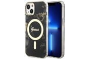 Handys - Cover & Cases - GUESS GUHMP14MHTMRSK iPhone 14 Plus 6.7" black/black hardcase Golden Marble MagSafe - 3666339115760