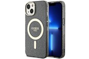 Handys - Cover & Cases - GUESS Glitter Gold MagSafe case for iPhone 14 - black - 3666339125561
