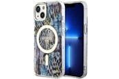 Handys - Cover & Cases - GUESS Leopard MagSafe case for iPhone 14 - blue - 3666339115715
