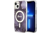 Handys - Cover & Cases - GUESS GUHMP14SHTMRSU iPhone 14 6.1" purple/purple hardcase Golden Marble MagSafe - 3666339115838