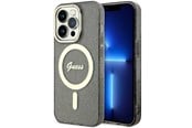 Handys - Cover & Cases - GUESS GUHMP14XHCMCGK iPhone 14 Pro Max 6.7" black/black hardcase Glitter Gold MagSafe - 3666339125592