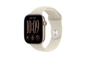 Smartwatches, Pulsuhren, Sportuhren & Schrittzähler - Apple Watch Series 12 GPS + Cellular 46mm Light Gold Aluminium Case with Sand Sport Band - M/L - MJGC4QN/A