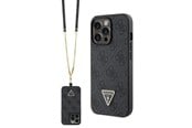 Handys - Cover & Cases - GUESS GUHCP13LP4TDSCPK Case for iPhone 13 Pro / 13 - Black Crossbody 4G Metal Logo - 3666339146740