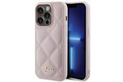 Handys - Cover & Cases - GUESS Quilted Metal Logo case for iPhone 15 Pro - pink - 3666339149765