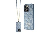 Handys - Cover & Cases - GUESS GUHCP15LP4TDSCPB iPhone 15 Pro 6.1" blue/blue hardcase Crossbody 4G Metal Logo - 3666339147105