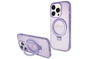 Handys - Cover & Cases - GUESS Ring Stand Script Glitter MagSafe case for iPhone 15 Pro - purple - 3666339156763