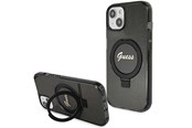Handys - Cover & Cases - GUESS Ring Stand Script Glitter MagSafe Case for iPhone 15 Plus / 14 Plus - Black - 3666339156336