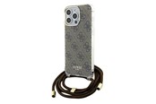 Handys - Cover & Cases - GUESS Crossbody Cord 4G Print case for iPhone 15 Pro - brown - 3666339148089