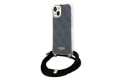 Handys - Cover & Cases - GUESS Crossbody Cord 4G Print Case for iPhone 15/14/13 - Black - 3666339147921