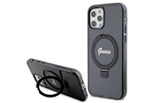 Handys - Cover & Cases - GUESS Ring Stand Script Glitter MagSafe case for iPhone 12/12 Pro - black - 3666339156237