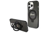 Handys - Cover & Cases - GUESS Ring Stand Script Glitter MagSafe case for iPhone 14 Pro Max - black - 3666339156312