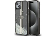 Handys - Cover & Cases - GUESS Liquid Glitter Gold Stripes case for iPhone 15 Plus / 14 Plus - black - 3666339223533