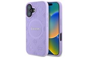 Handys - Cover & Cases - GUESS Saffiano Peony Classic Logo MagSafe iPhone 16 Case - Purple - 3666339328245