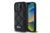 Handys - Cover & Cases - GUESS Quilted Metal Logo iPhone 16 Pro Case - Black - 3666339345068