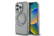 Handys - Cover & Cases - GUESS IML Flowers Wreath MagSafe Case for iPhone 16 Pro - Black - 3666339346362