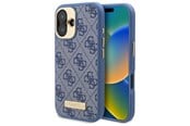 Handys - Cover & Cases - GUESS 4G Logo Plate MagSafe Case for iPhone 16 - Blue - 3666339345327