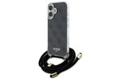 Handys - Cover & Cases - GUESS Crossbody Cord 4G Print Case for iPhone 16 - Black - 3666339345129