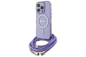 Handys - Cover & Cases - GUESS Crossbody Cord Script MagSafe Case for iPhone 16 Pro - Purple - 3666339345860