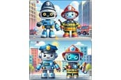 Puzzle - Larsen Puzzles Friendly City Robots Puzzle – 10 pieces Midi (28.5 cm x 18.3 cm) 2 assorted designs 2D Puzzles - U25