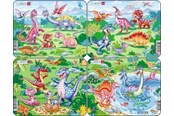 Puzzle - Larsen Puzzles "Legendary Dinosaurs" Puzzle 4 assorted designs – 7 pieces Mini (18.3 x 14.3 cm) 2D Puzzles - V6