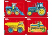 Puzzle - Larsen Puzzles Tractors Dump Truck and Bulldozer Puzzle (Assorted 4 Designs) – 10 Pieces Mini (18.3 x 14.3 cm) 2D Puzzles - Z1
